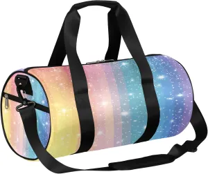 Rainbow Glitter Sports Gym Bag for Men Women Lightweight Travel Duffle Bag with Shoulder Strap Waterproof Carry On Weekender Overnight Bag for Travel Sports Gym