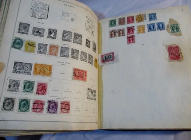 RARE 1800s - 1920s INTERNATIONAL JUNIOR POSTAGE STAMP Album  stamps!