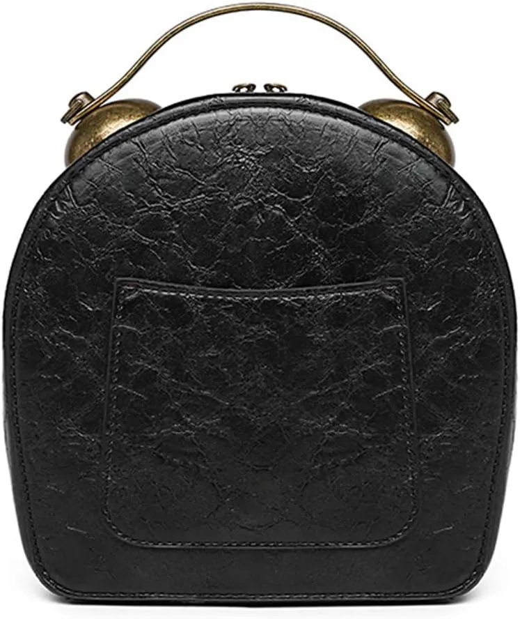 Real Working Clock Handbags Purse Antique Steampunk Shoulder Bag PU Messenger Bag