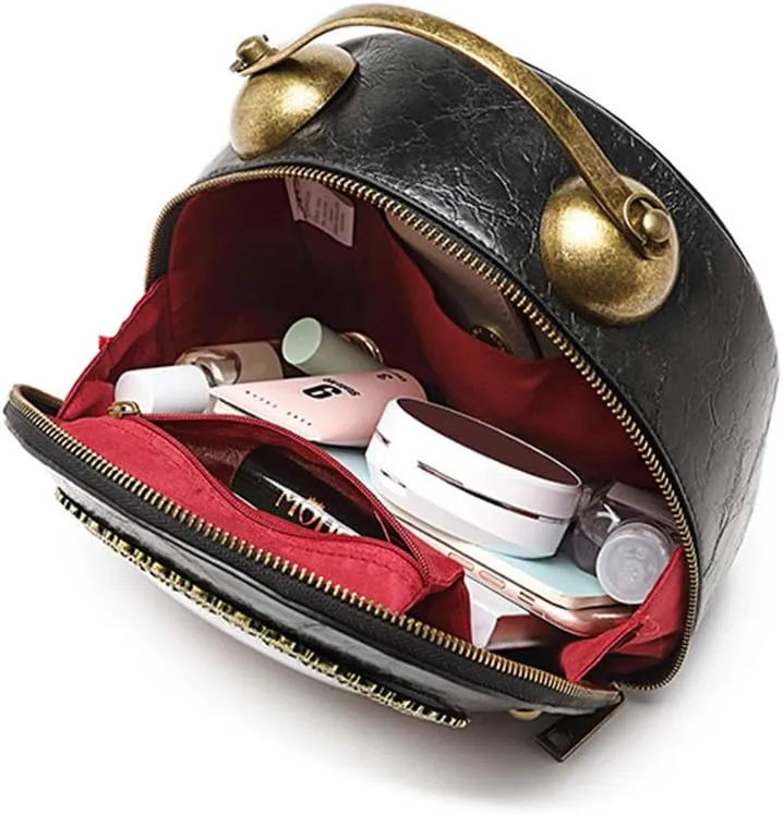 Real Working Clock Handbags Purse Antique Steampunk Shoulder Bag PU Messenger Bag