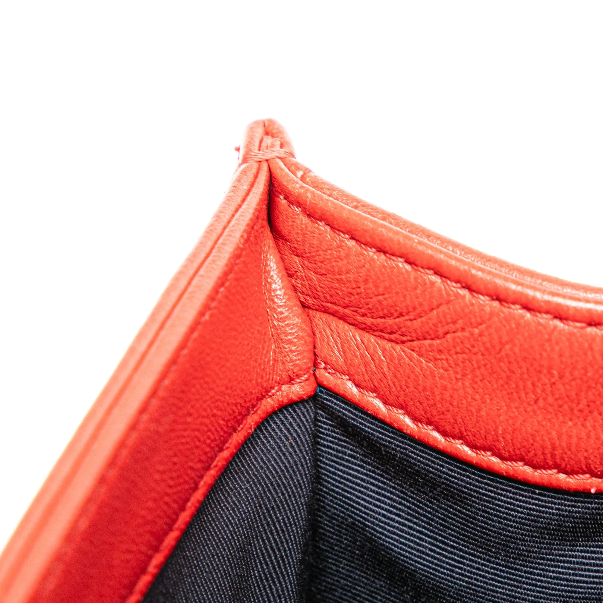 Red Chanel Old Medium Lambskin Embossed Cube Boy Flap Crossbody Bag
