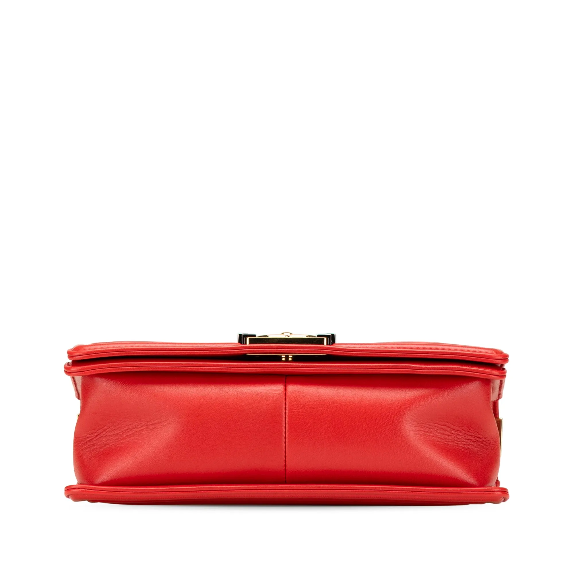 Red Chanel Old Medium Lambskin Embossed Cube Boy Flap Crossbody Bag