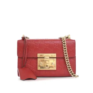 Red Gucci Small Guccissima Padlock Crossbody