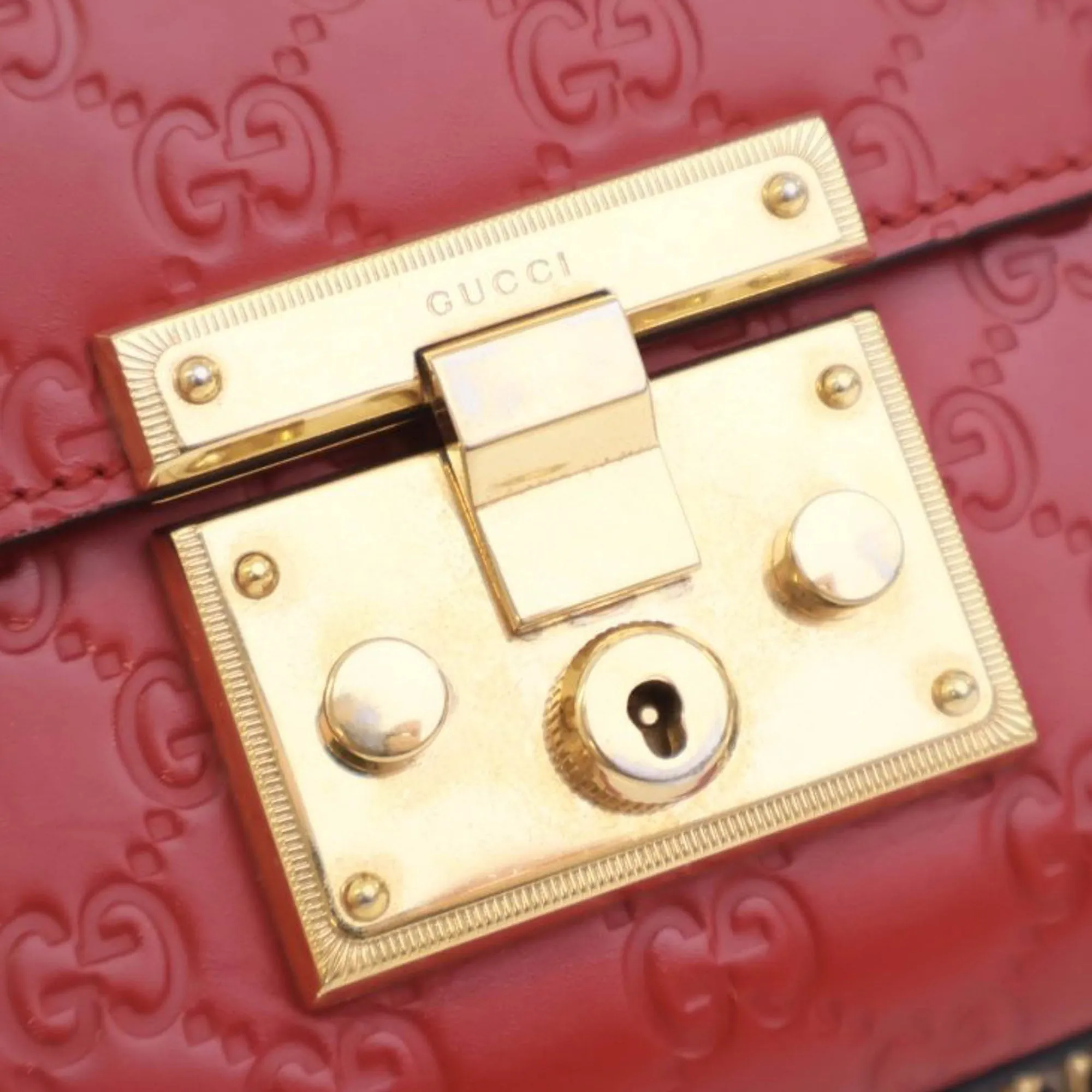 Red Gucci Small Guccissima Padlock Crossbody