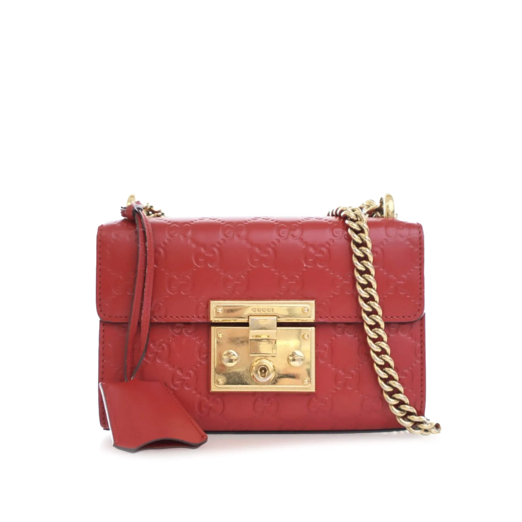 Red Gucci Small Guccissima Padlock Crossbody