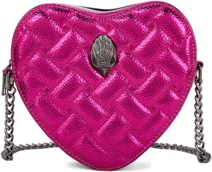 Rejolly Rainbow Stripe Heart Shaped Purse for Women Crossbody Bag Metallic PU Leather Shoulder Bag with Chain Strap