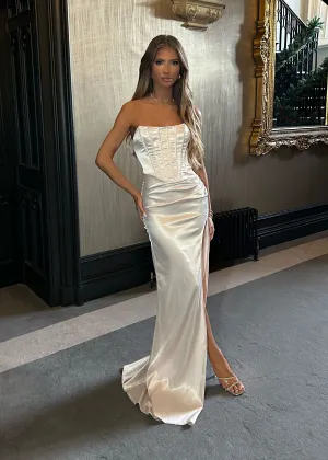 Remedy For You Satin Gown - Champagne