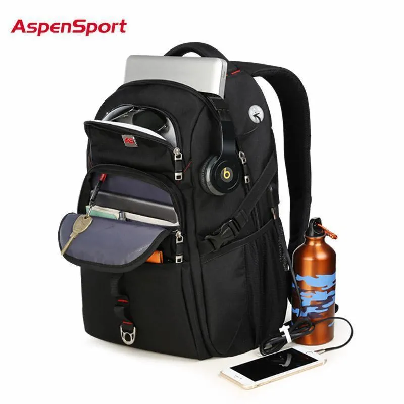 Resistant Men's USB Sturdy with Charging Backpack &amp Water Trusted