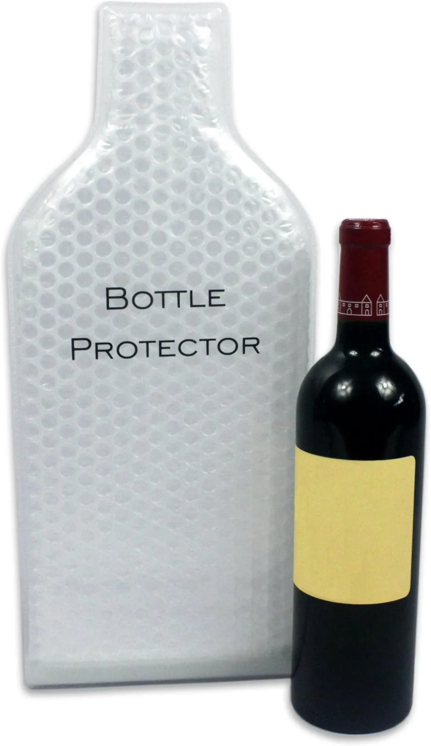 Reusable Wine Bottle Protector for Travel (2 Pack) - Wine Bags with Double Air Bubble Cushion Inner Skin and Leak Proof Exterior Ensures Safe Transportation in Luggage - Great Gift for Wine Lovers