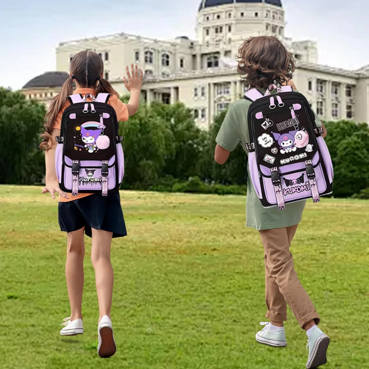 Roffatide Anime Kuromi Backpack Business Laptop Backpacks Travel Hiking Daypacks Rucksack 17 Inch