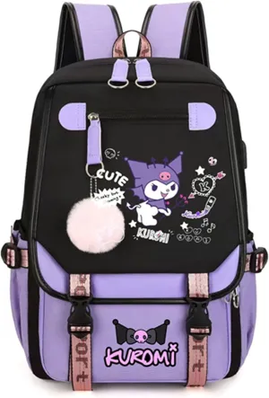 Roffatide Anime Kuromi Backpack Business Laptop Backpacks Travel Hiking Daypacks Rucksack 17 Inch