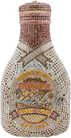 RomanticDesign Champagne Bottle Rhinestone Clutch for Women Glitter Crystal Evening Handbag Party Cocktail Wedding Purse