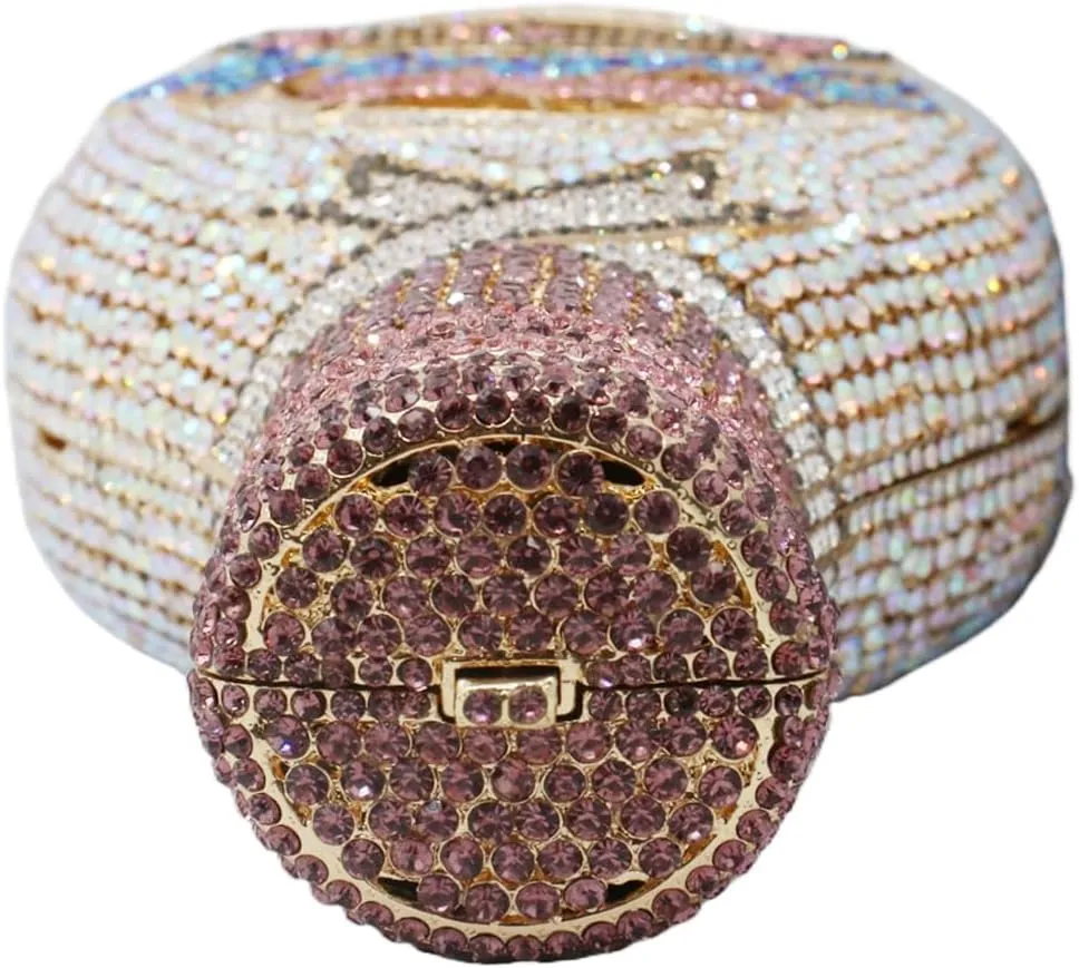 RomanticDesign Champagne Bottle Rhinestone Clutch for Women Glitter Crystal Evening Handbag Party Cocktail Wedding Purse