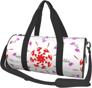Rotating And Flying Flowers* Round Large Capacity Foldable Duffel Bag For Women Men, Gym Tote, Sports Duffel.