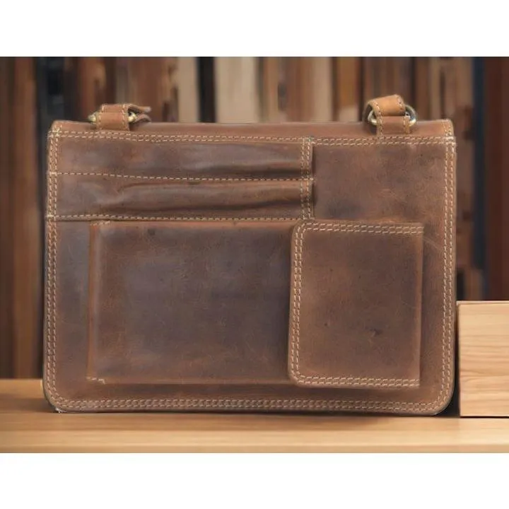 Rugged Earth - Black Leather Organizer Handbag