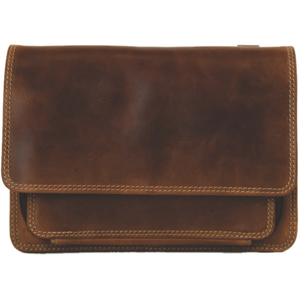 Rugged Earth - Black Leather Organizer Handbag