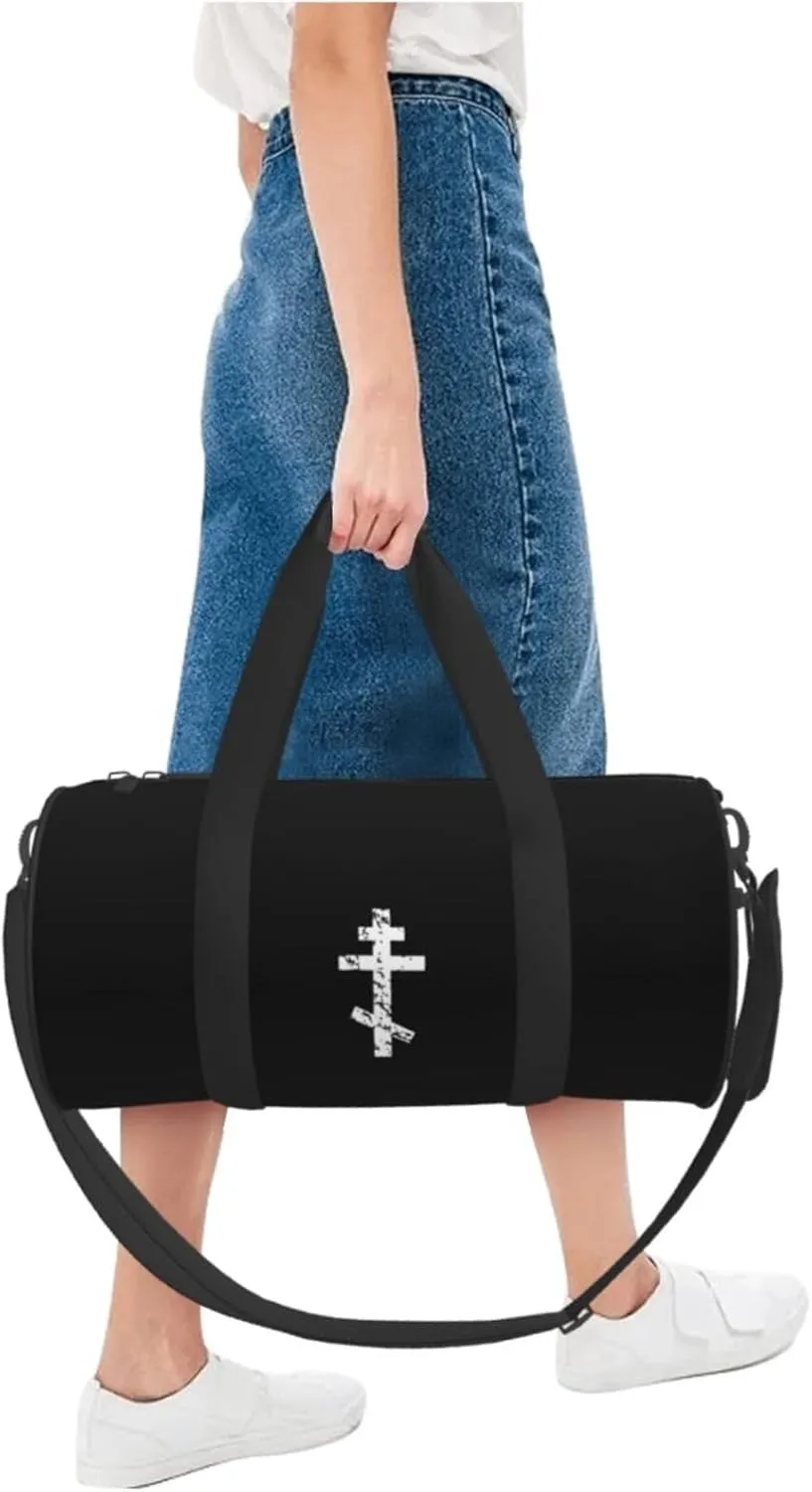 Russian, Greek, Byzantine, Orthodox Cross Travel Luggage Duffel Bag Sports Rolling Foldable Duffel Bag, Black