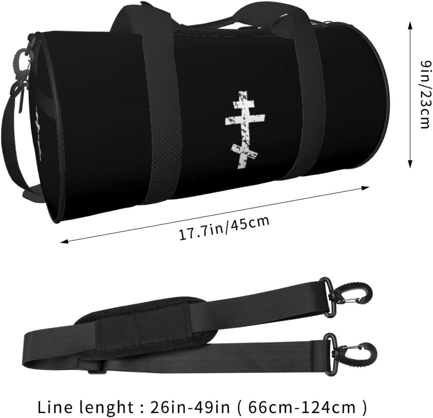 Russian, Greek, Byzantine, Orthodox Cross Travel Luggage Duffel Bag Sports Rolling Foldable Duffel Bag, Black
