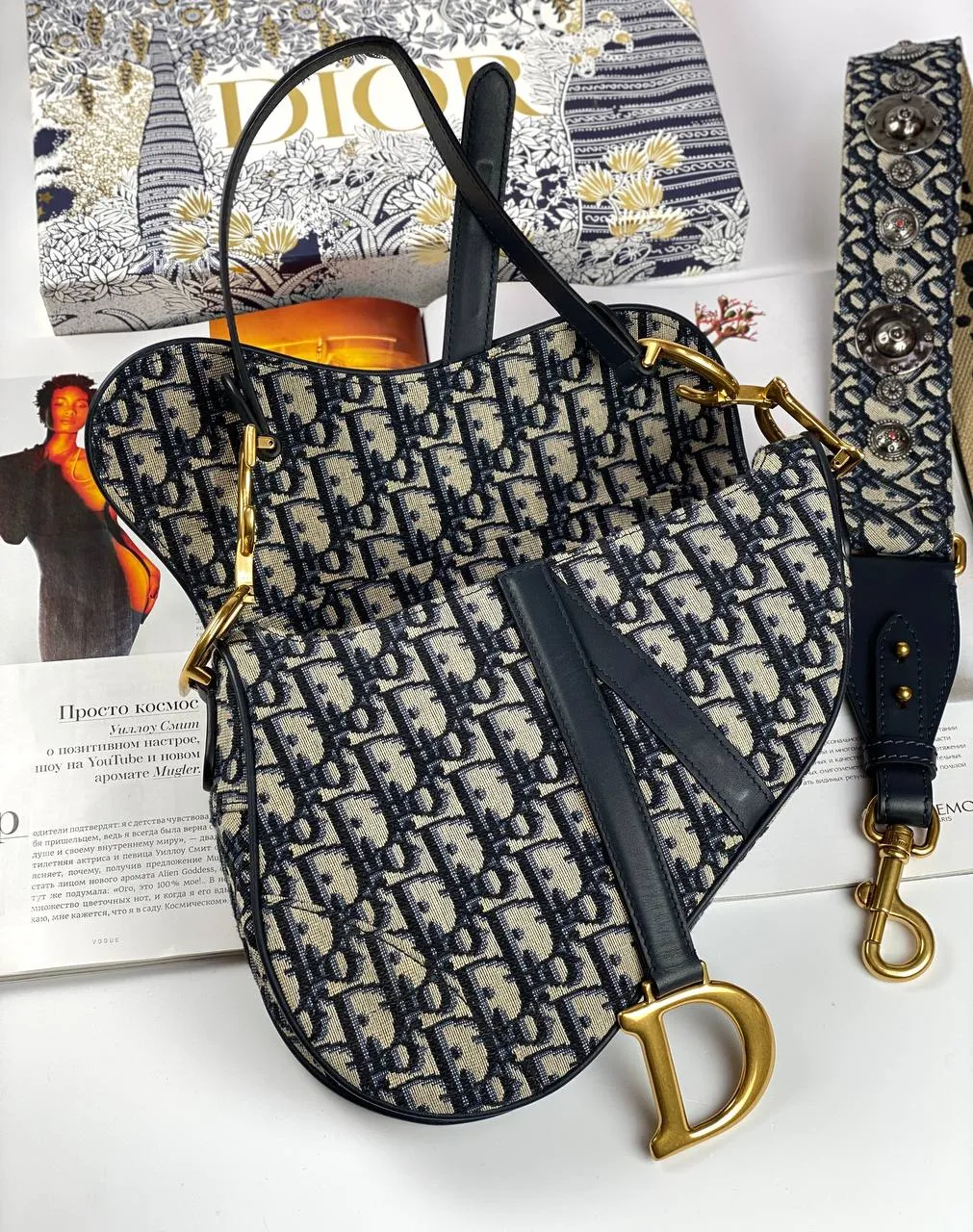 SADDLE BAG Blue Oblique Jacquard