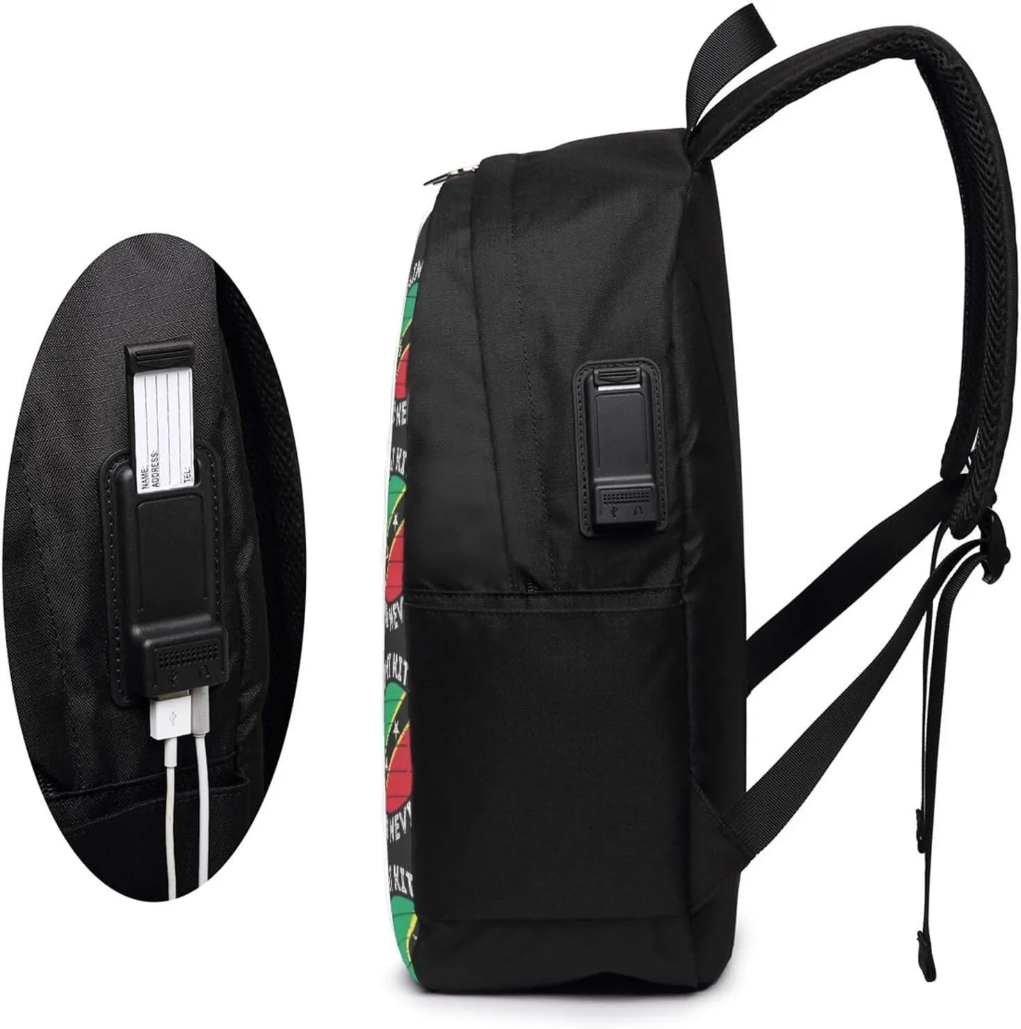 Saint Kitts Nevis Roots Flag Laptop Backpacks Travel Backpack Casual Business Daypack Sport Rucksack Computer Bag Fits up to 17 Inch Notebook with USB Port