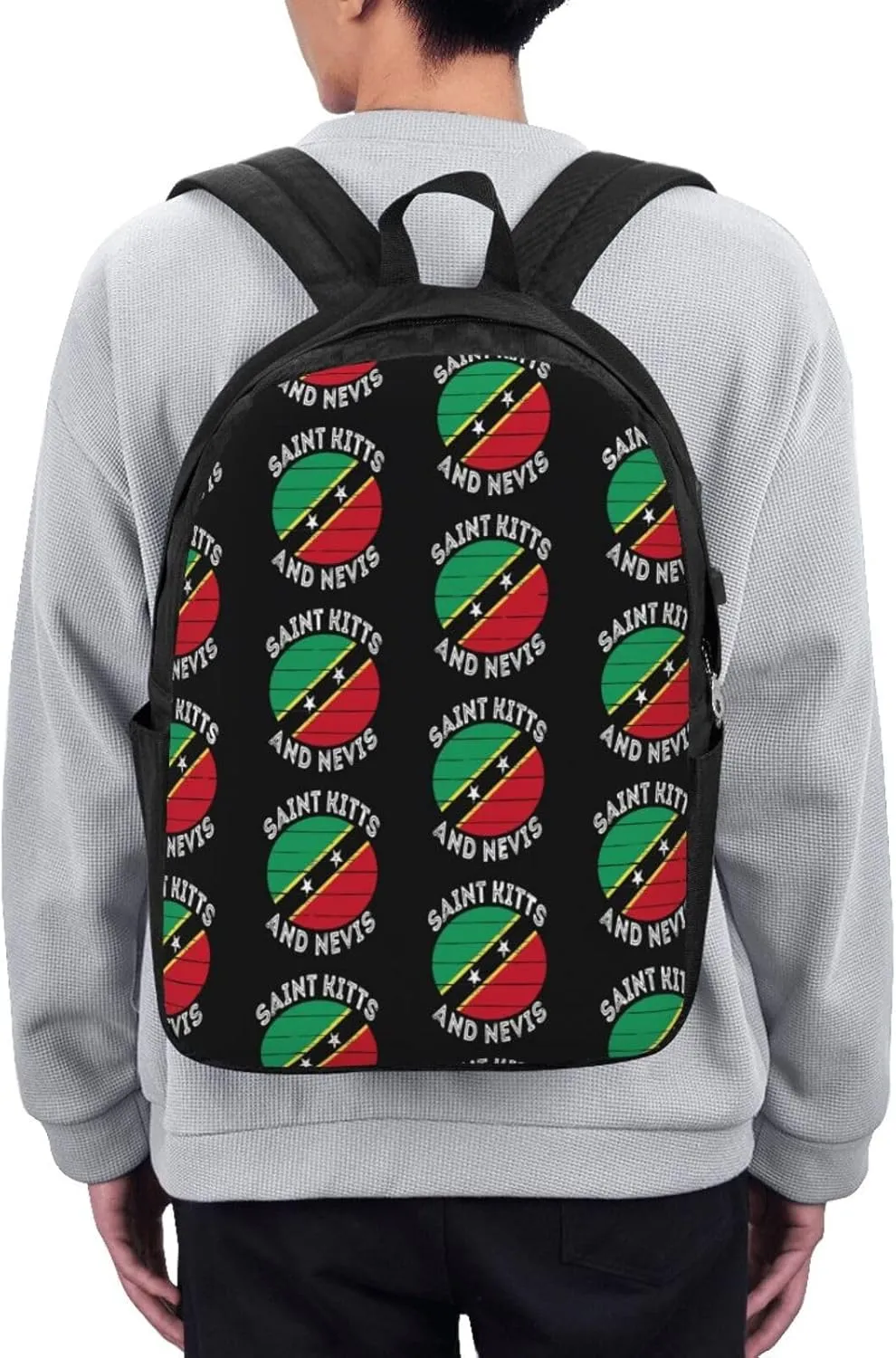 Saint Kitts Nevis Roots Flag Laptop Backpacks Travel Backpack Casual Business Daypack Sport Rucksack Computer Bag Fits up to 17 Inch Notebook with USB Port