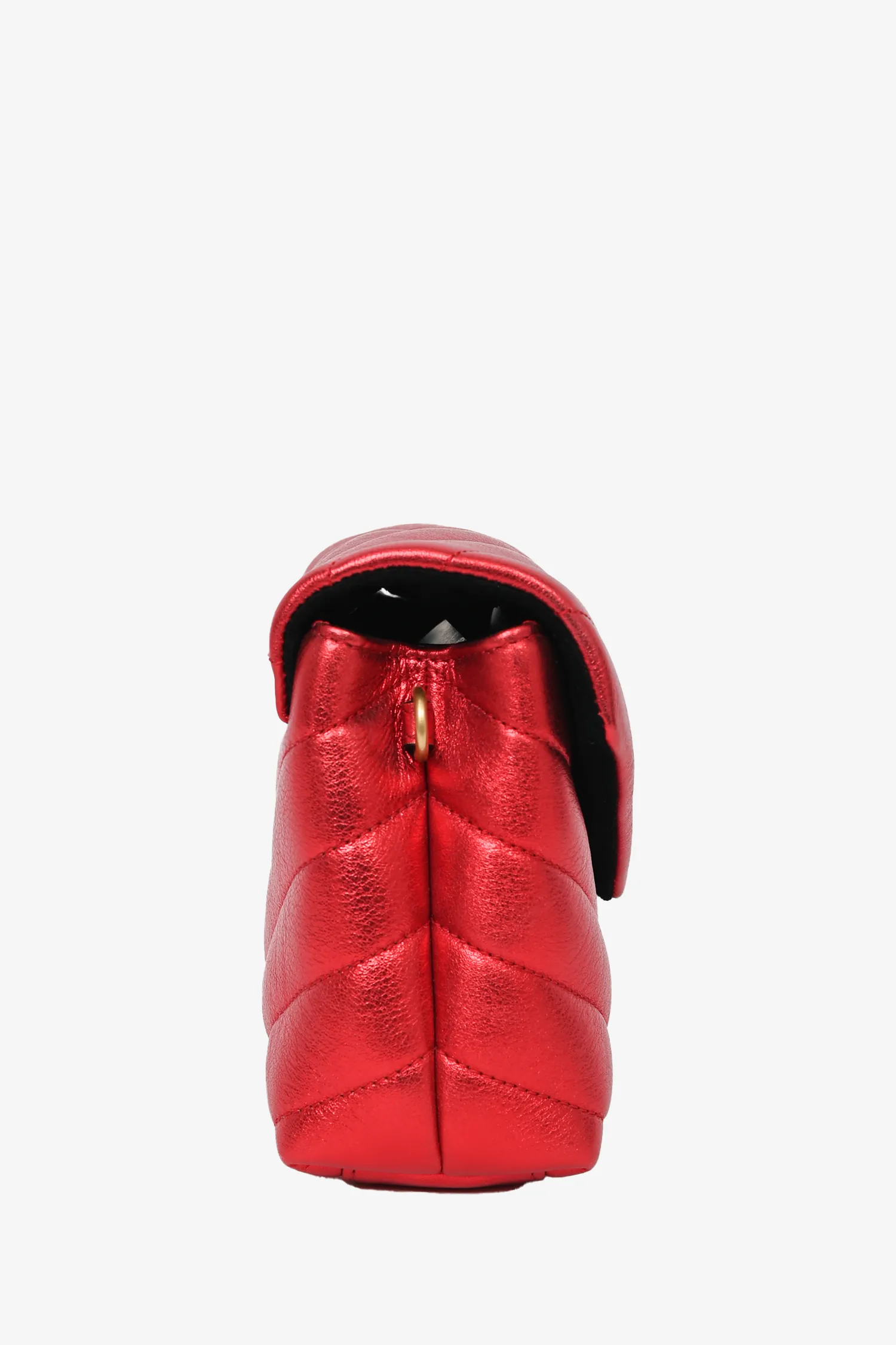 Saint Laurent 2019 Red Metallic Leather Small 'Loulou' Crossbody Bag