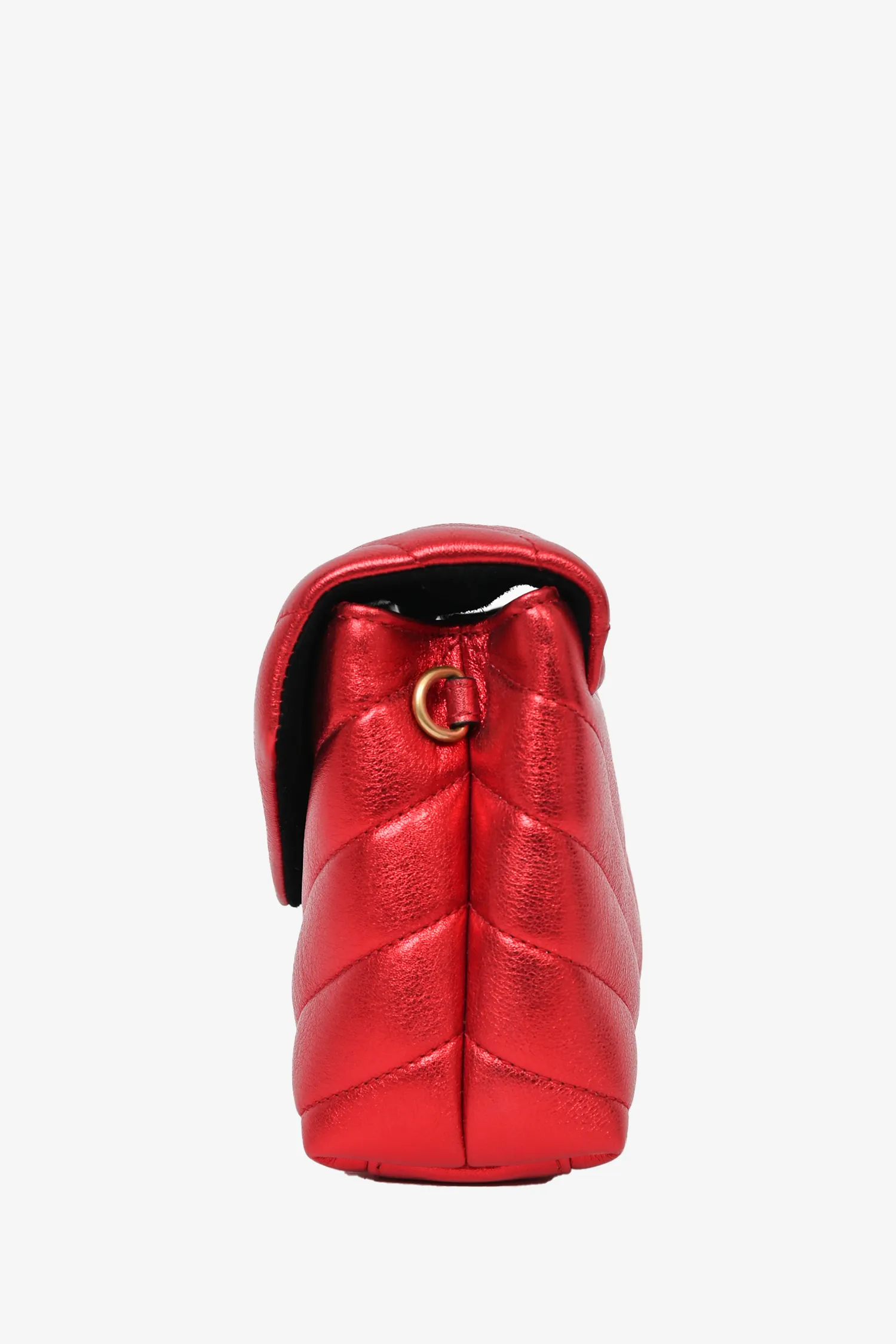 Saint Laurent 2019 Red Metallic Leather Small 'Loulou' Crossbody Bag