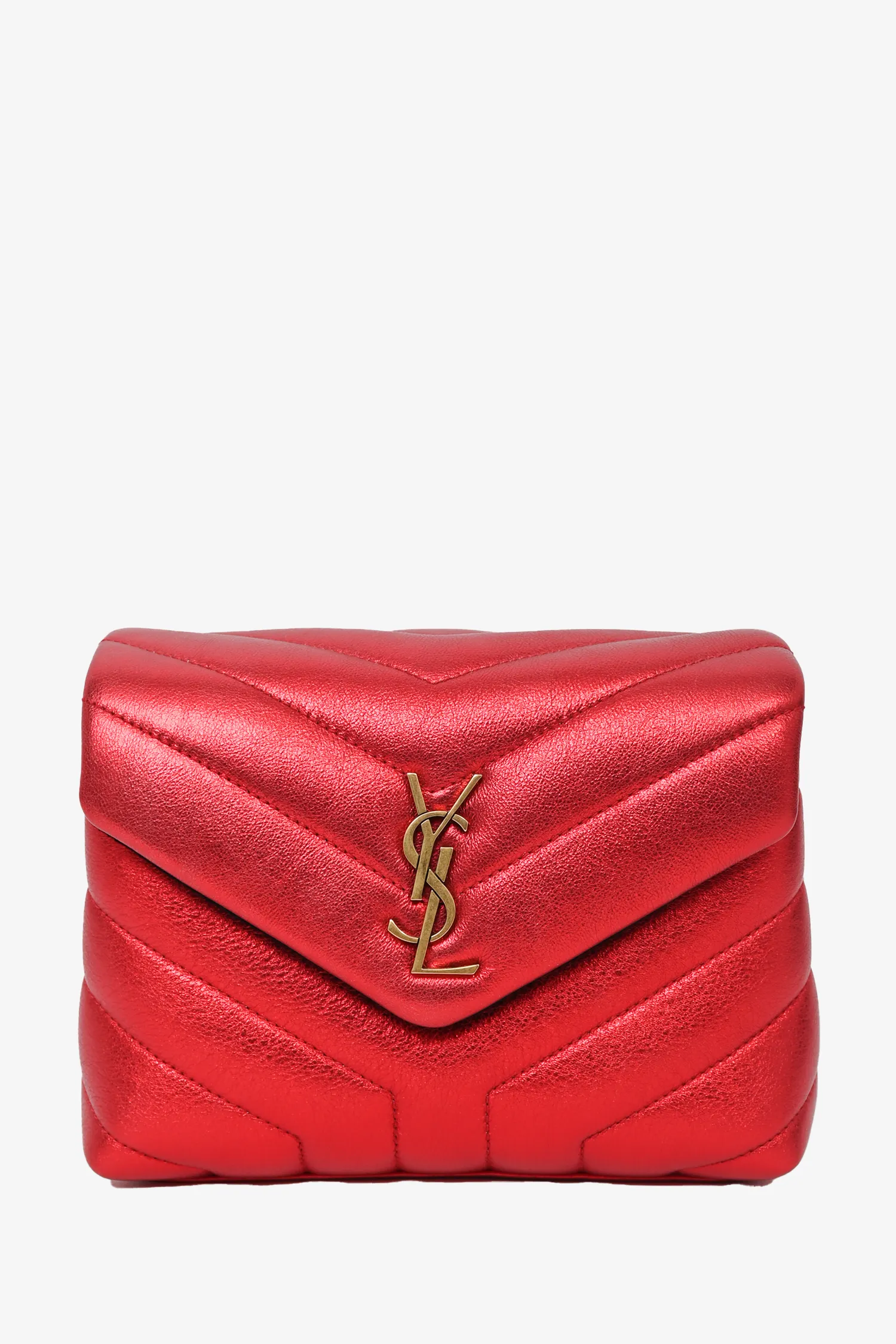 Saint Laurent 2019 Red Metallic Leather Small 'Loulou' Crossbody Bag