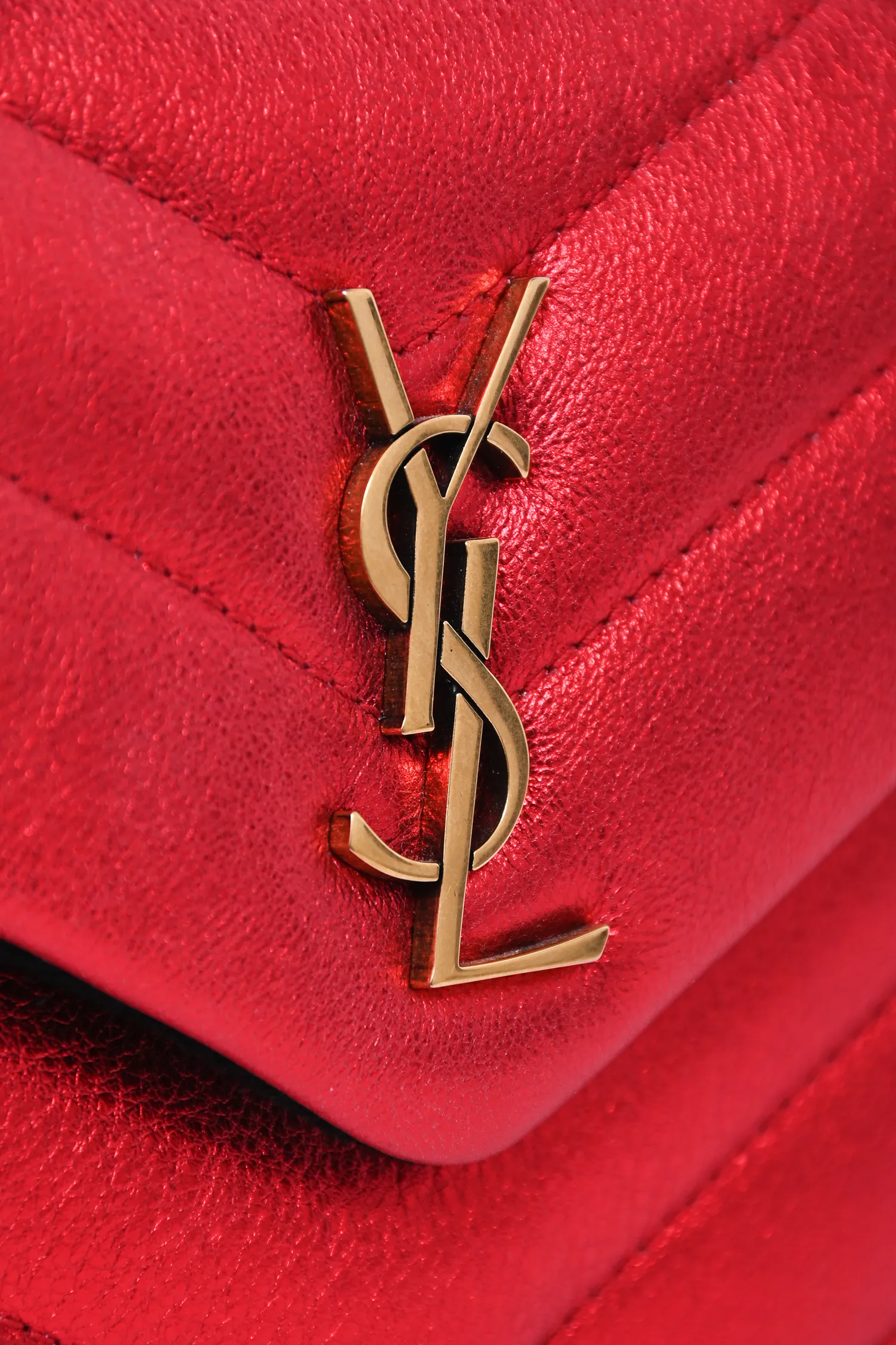 Saint Laurent 2019 Red Metallic Leather Small 'Loulou' Crossbody Bag
