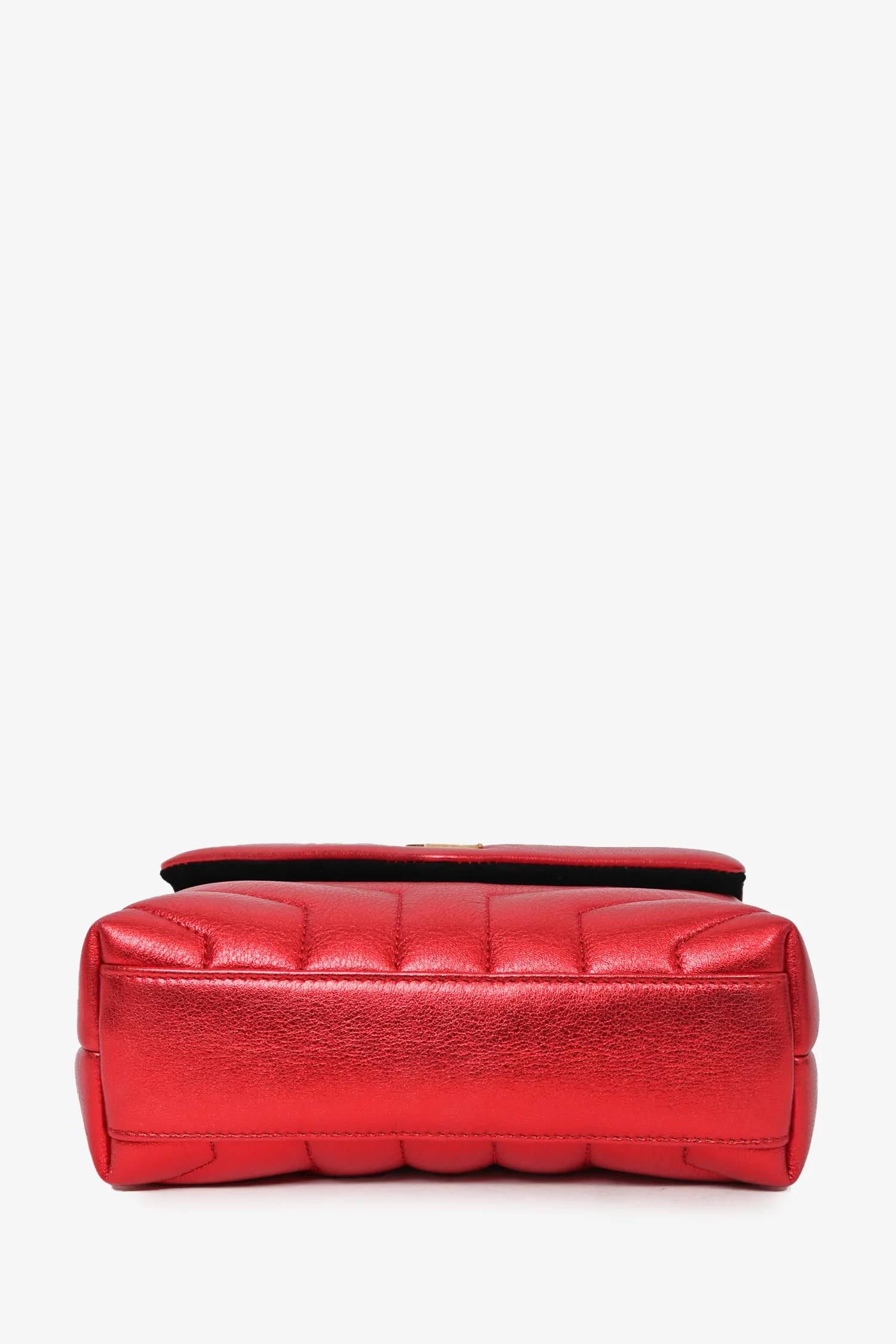 Saint Laurent 2019 Red Metallic Leather Small 'Loulou' Crossbody Bag