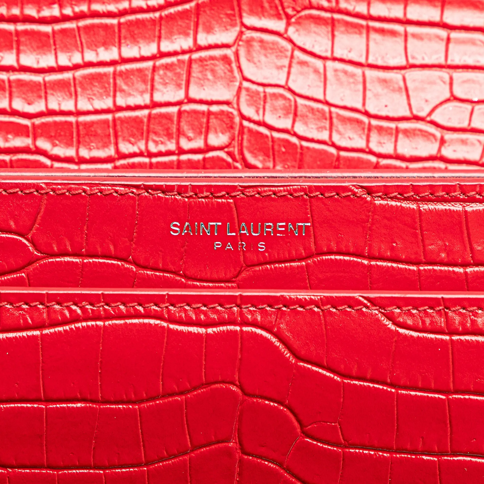 Saint Laurent Medium Croc Embossed Leather Sunset Crossbody