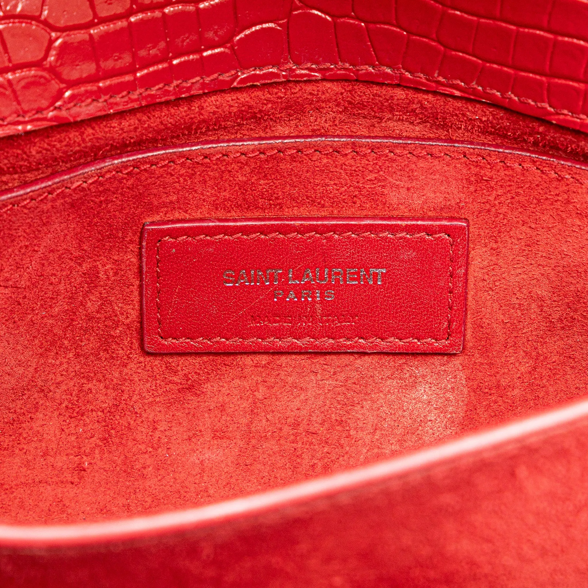 Saint Laurent Medium Croc Embossed Leather Sunset Crossbody