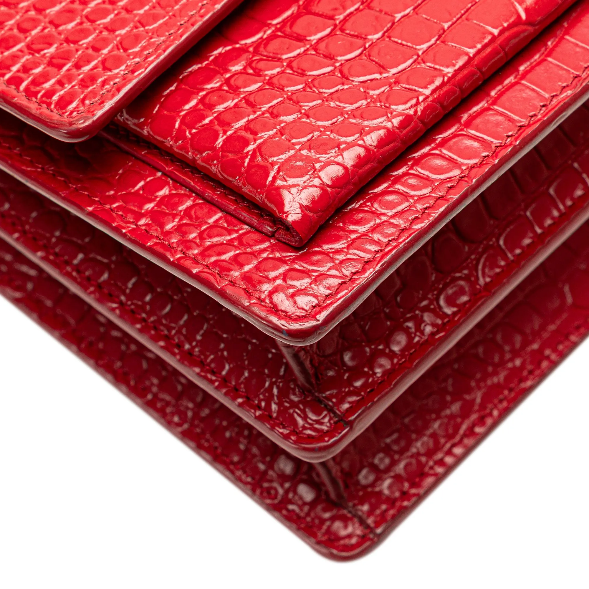 Saint Laurent Medium Croc Embossed Leather Sunset Crossbody