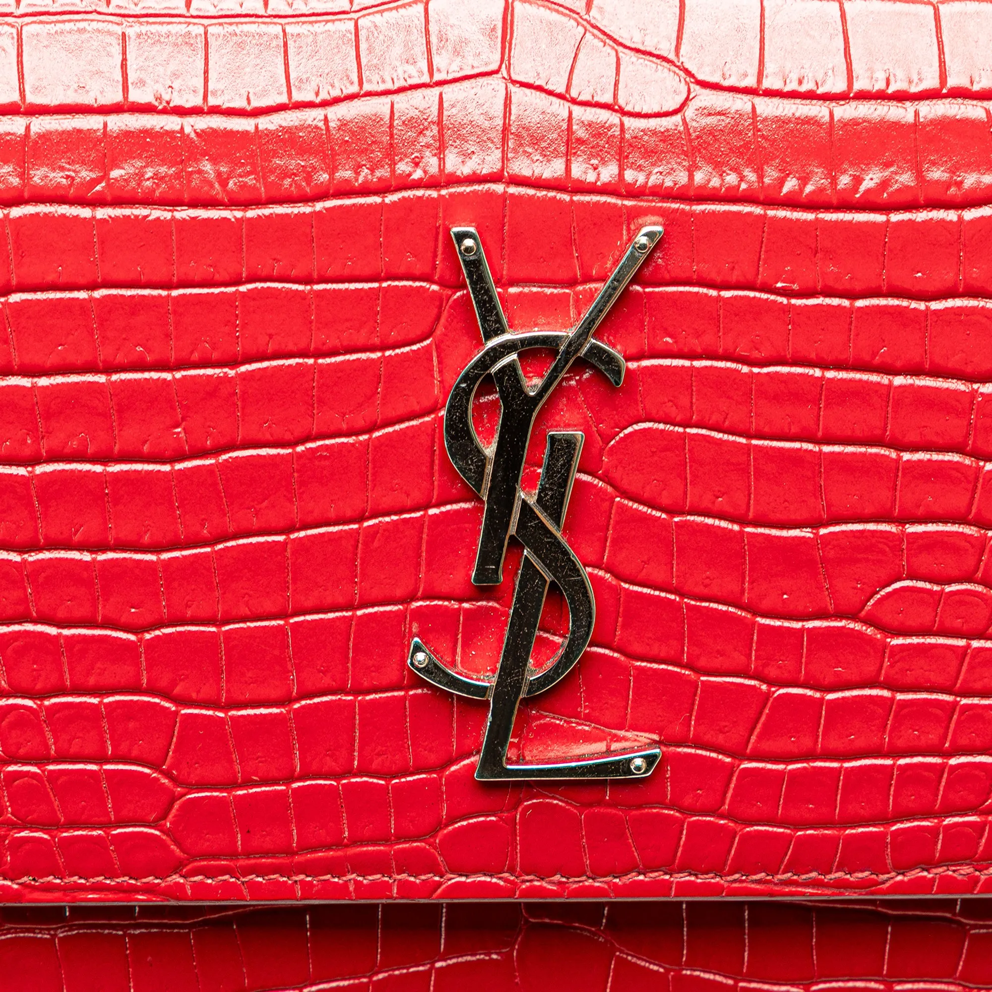 Saint Laurent Medium Croc Embossed Leather Sunset Crossbody