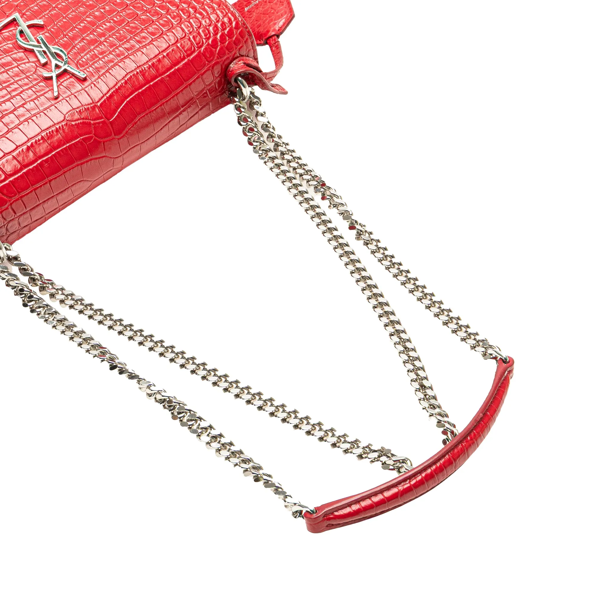 Saint Laurent Medium Croc Embossed Leather Sunset Crossbody