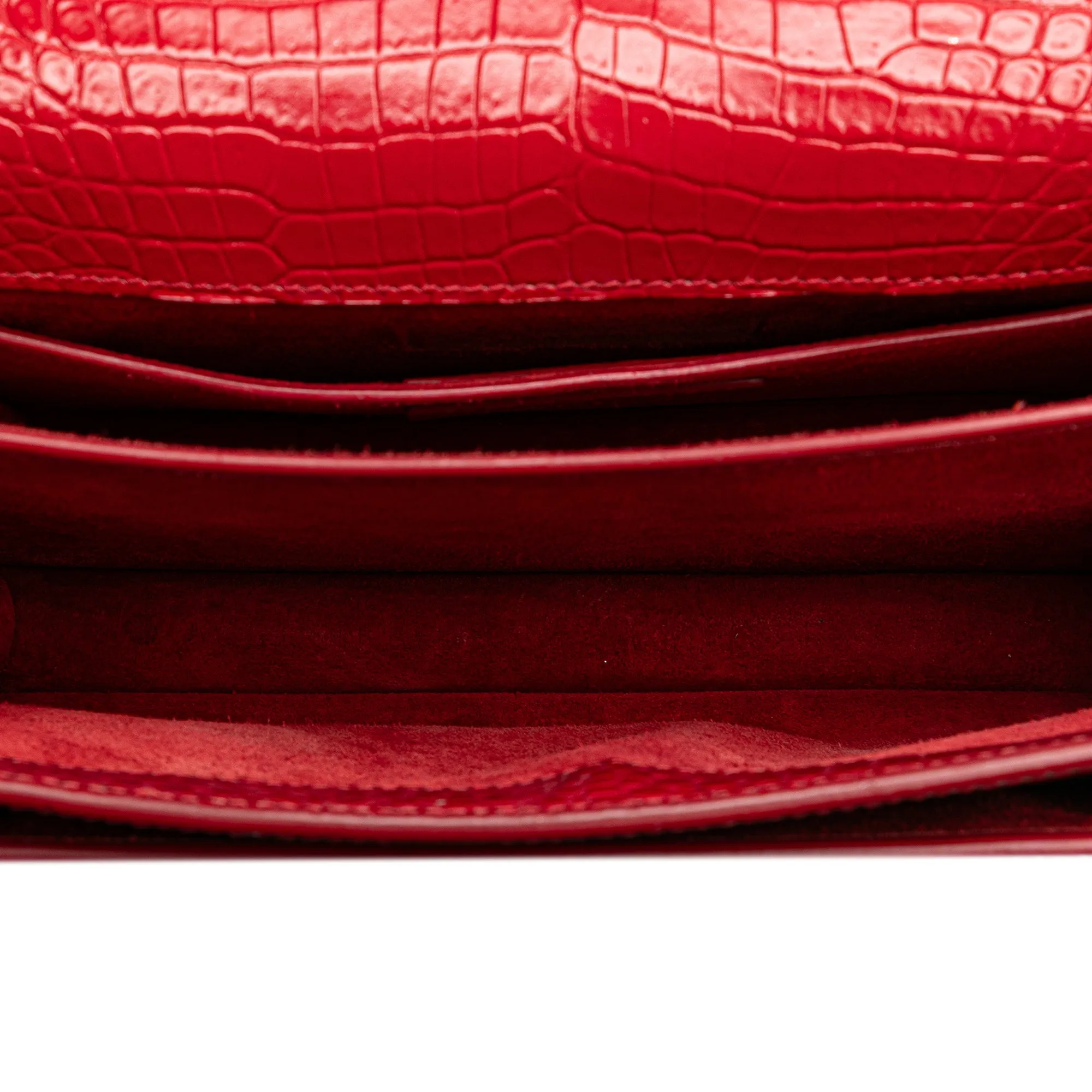 Saint Laurent Medium Croc Embossed Leather Sunset Crossbody