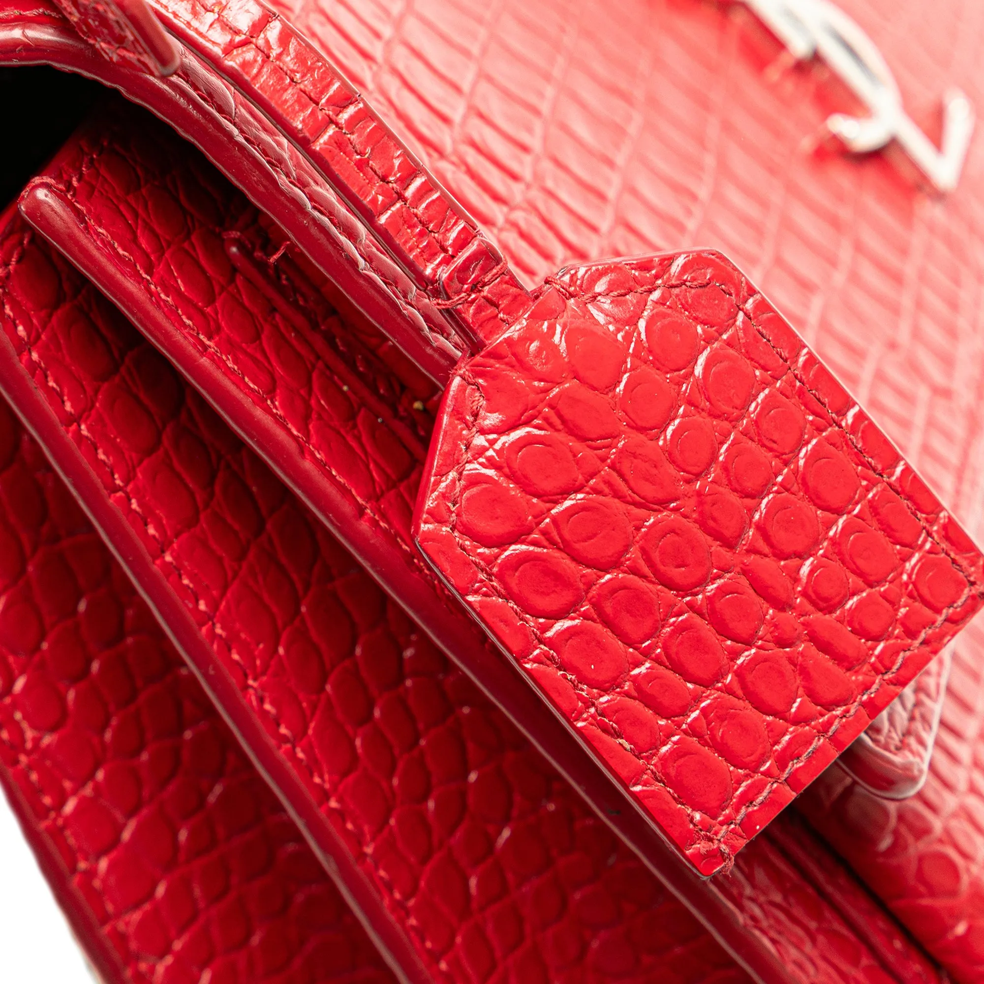 Saint Laurent Medium Croc Embossed Leather Sunset Crossbody