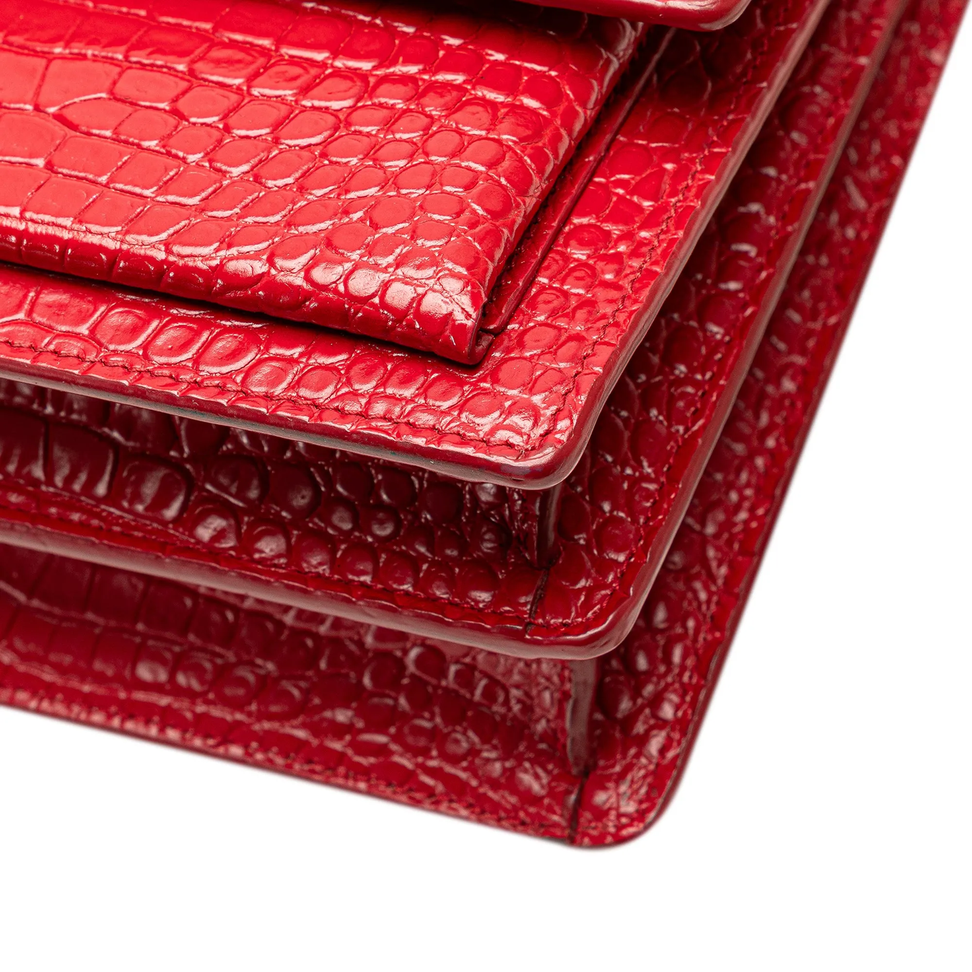 Saint Laurent Medium Croc Embossed Leather Sunset Crossbody
