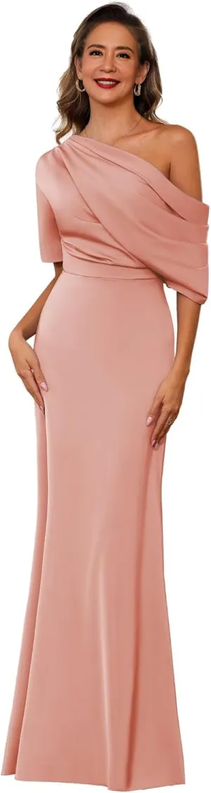 Satin Mother of The Bride Dresses for Women 2025 Mermaid One Shoulder Mother of The Groom Formal Evening Gowns