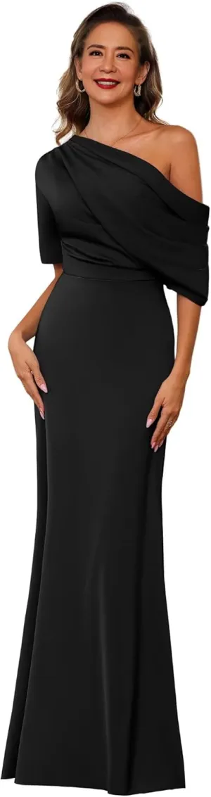 Satin Mother of The Bride Dresses for Women 2025 Mermaid One Shoulder Mother of The Groom Formal Evening Gowns