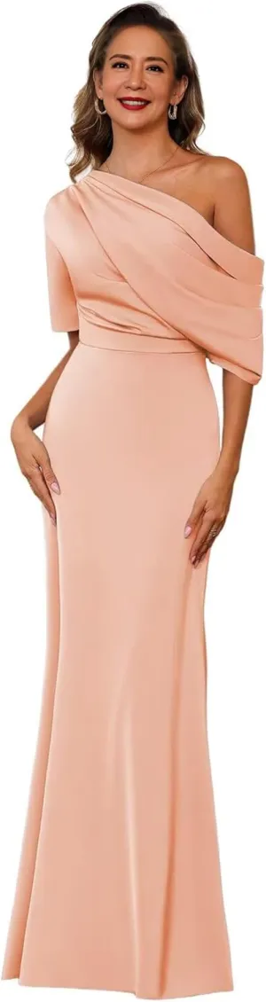 Satin Mother of The Bride Dresses for Women 2025 Mermaid One Shoulder Mother of The Groom Formal Evening Gowns