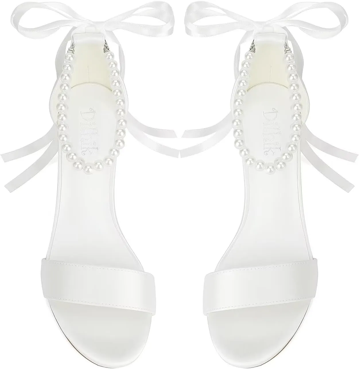 Satin Wedding Shoes for Bride Pearl Heels Bridal Shoes Wedding Heels Block Heel Wedding Sandals