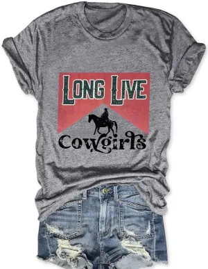 Savarana Western Cowgirls Shirts Women Vintage Graphic Tee Tops Funny Letter Print Country Music Tshirt