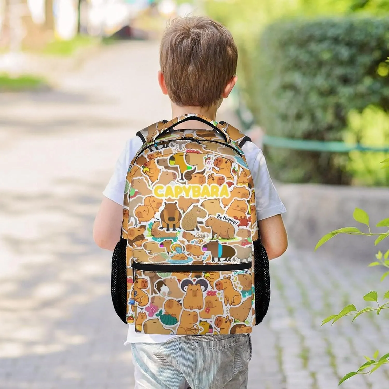 School Backpack for Kids, 17 Inch Cute Backpacks for Middle School, Yellow Durable Bookbag for Girls, Boys