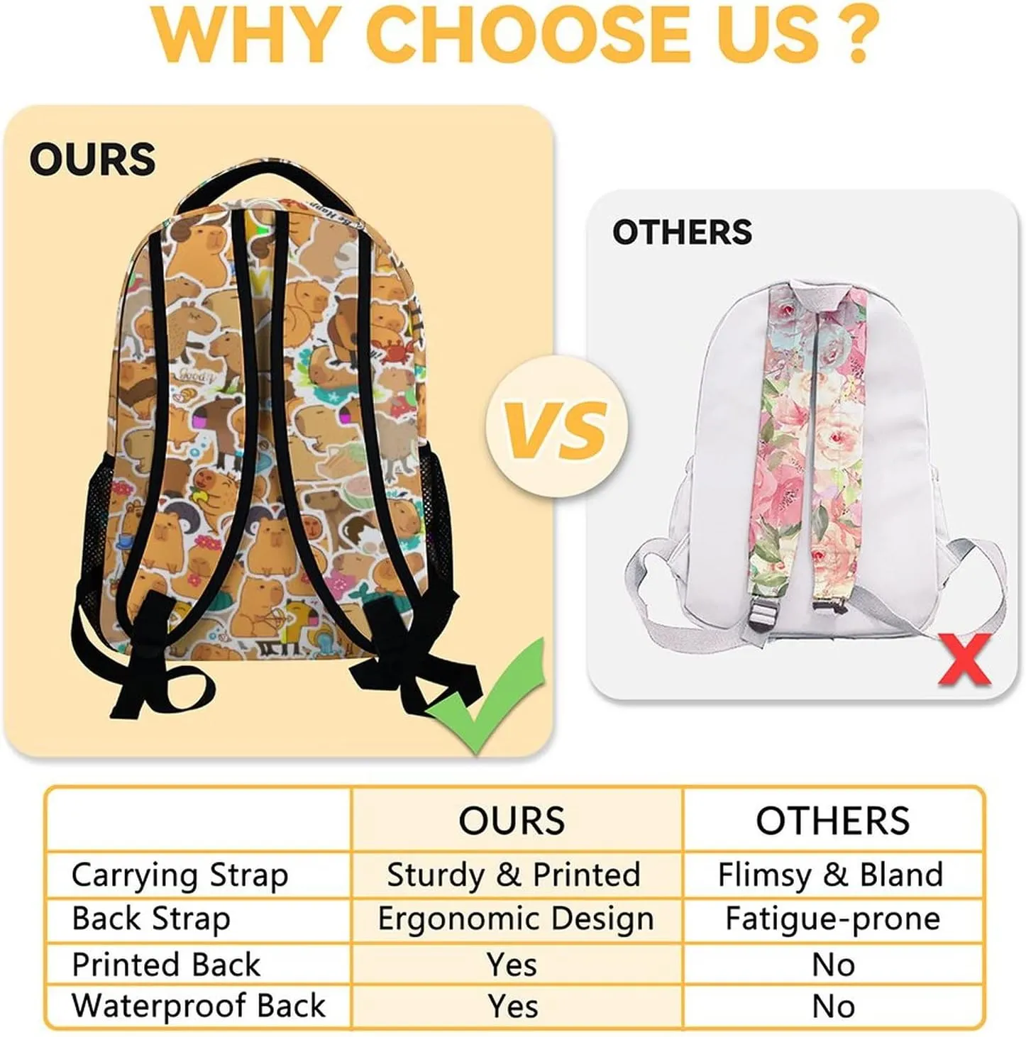 School Backpack for Kids, 17 Inch Cute Backpacks for Middle School, Yellow Durable Bookbag for Girls, Boys