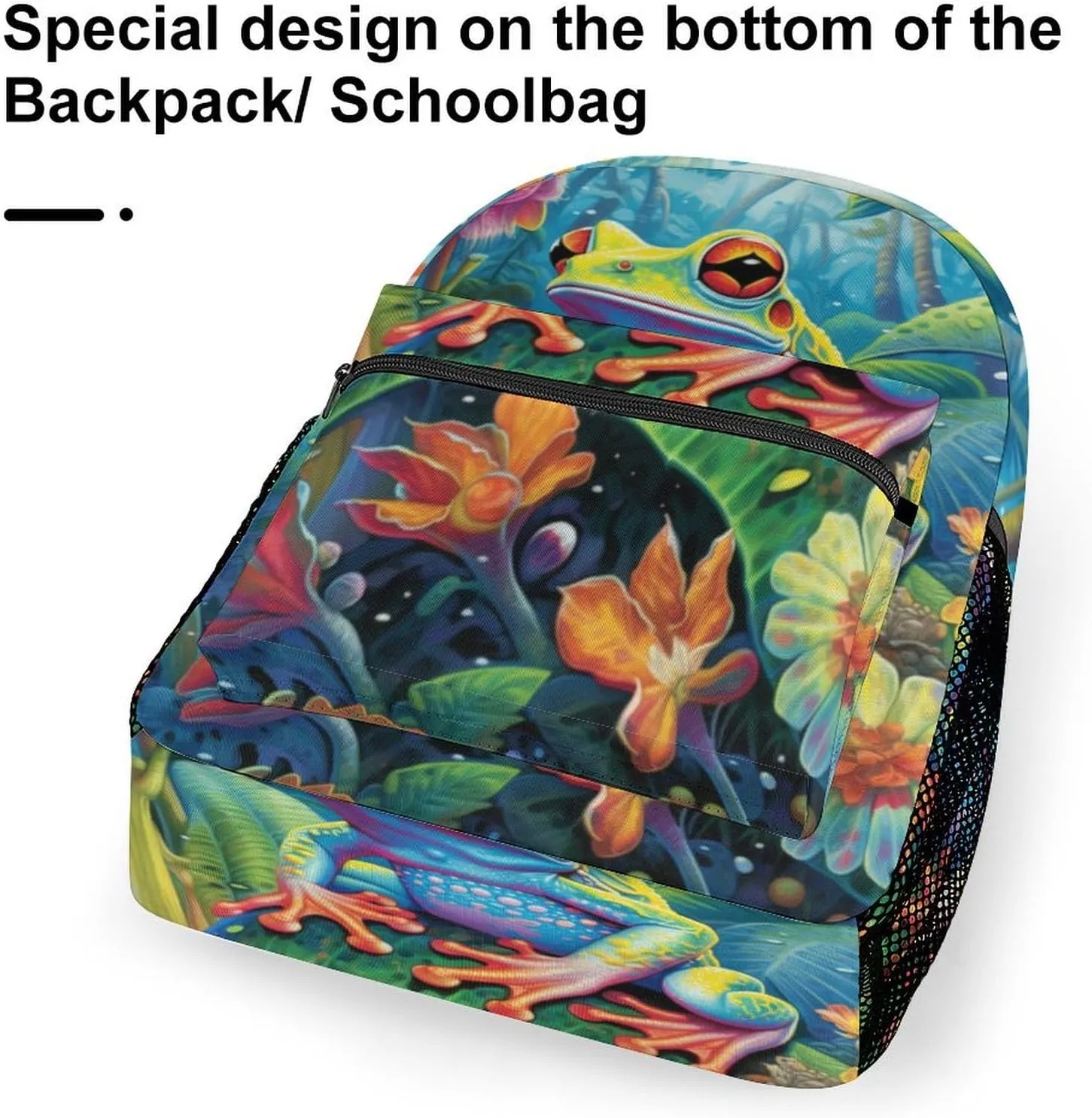 School Backpacks Frog Jungle Bookbag Student Backpack Shoulder Bag Casual Daypack for Boys Girls
