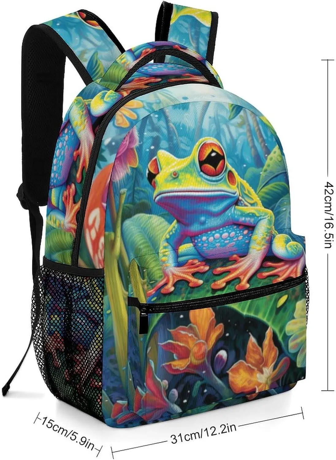 School Backpacks Frog Jungle Bookbag Student Backpack Shoulder Bag Casual Daypack for Boys Girls