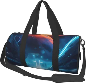 Science Fiction Future# Round Large Capacity Foldable Duffel Bag For Women Men, Gym Tote, Sports Duffel.
