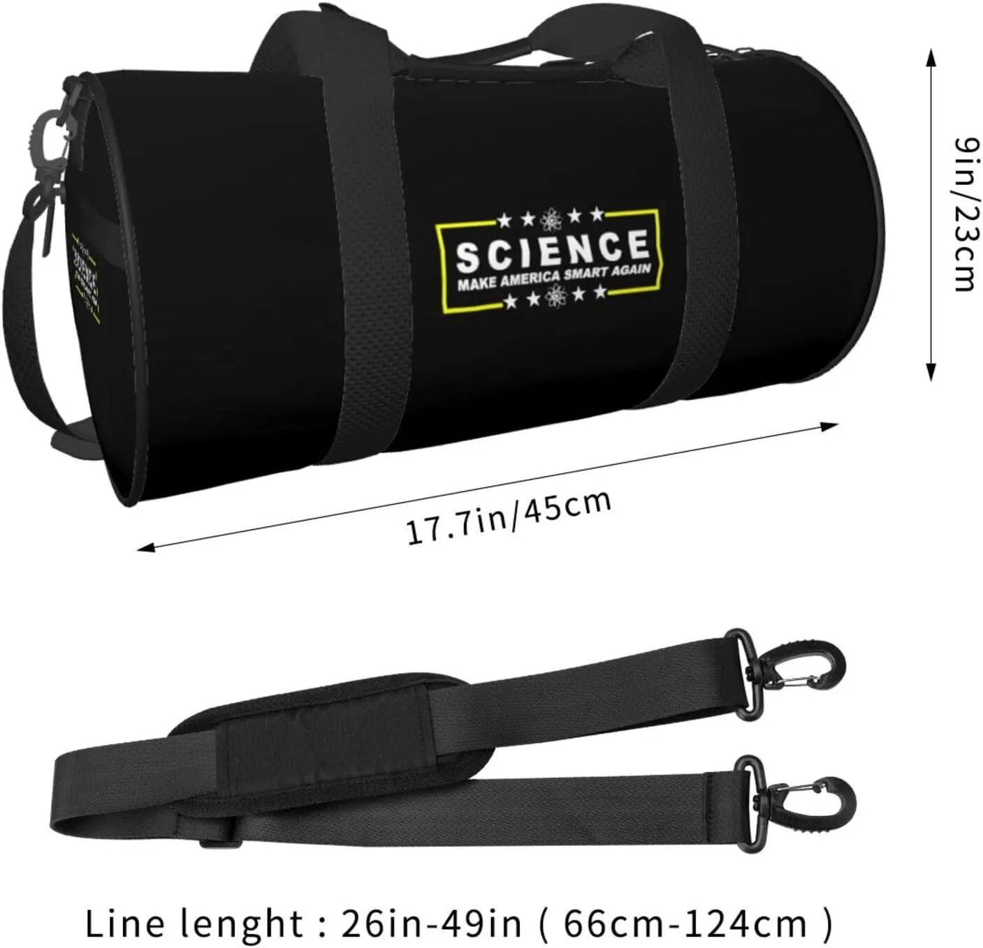 Science Make America Smart Again Travel Luggage Duffel Bag Sports Rolling Foldable Duffel Bag, Black