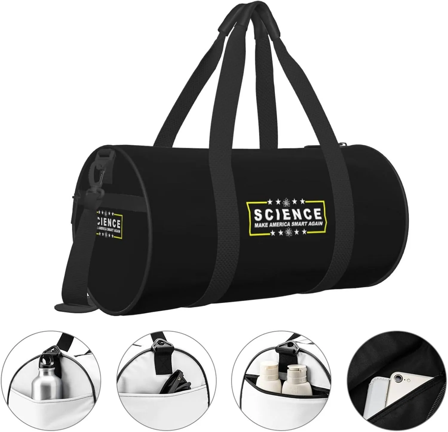 Science Make America Smart Again Travel Luggage Duffel Bag Sports Rolling Foldable Duffel Bag, Black